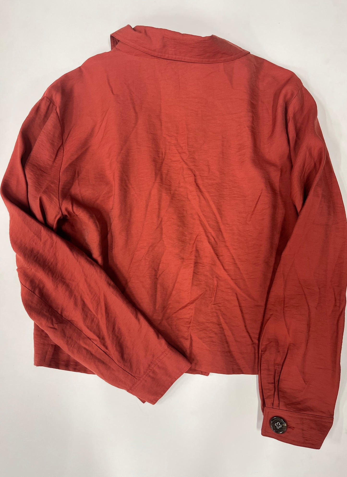 Kenzie Front Waist Button Cross-Over Blouse Rust Size M