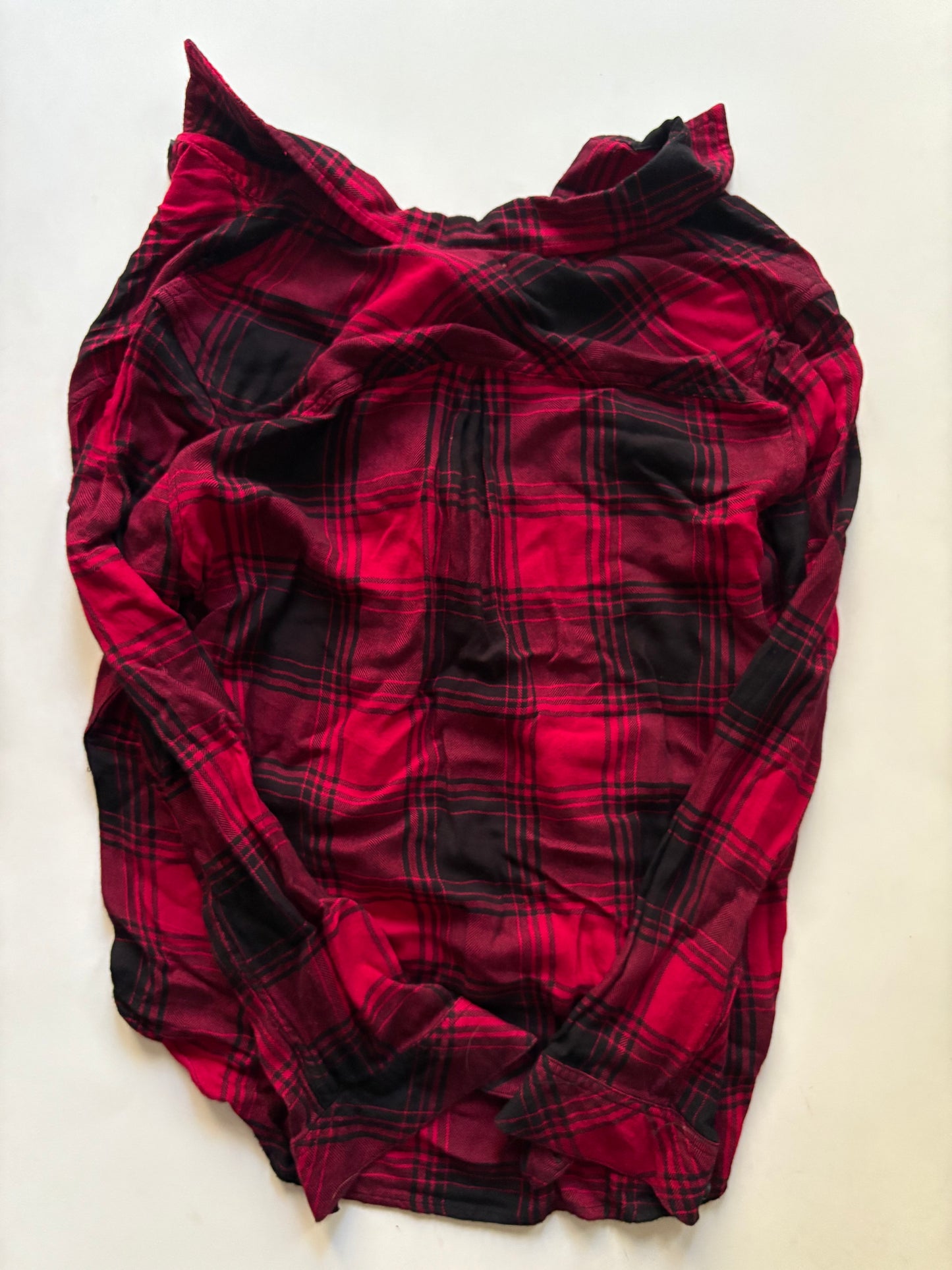 Top Long Sleeve By Workshop In Plaid Pattern, Size: M