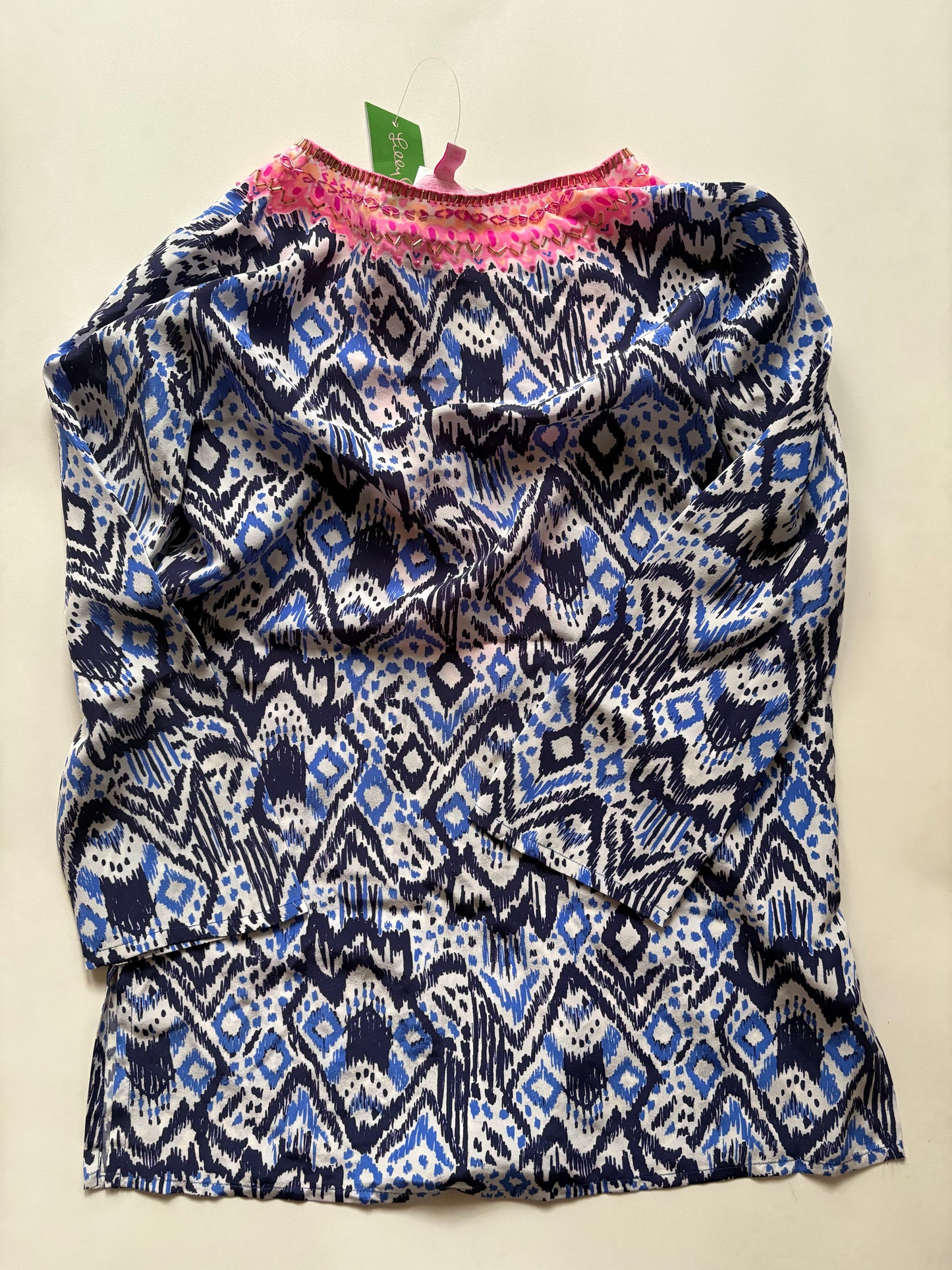 Blouse Long Sleeve By LILLY PULITZER In Blue & Pink, Size: Xxs