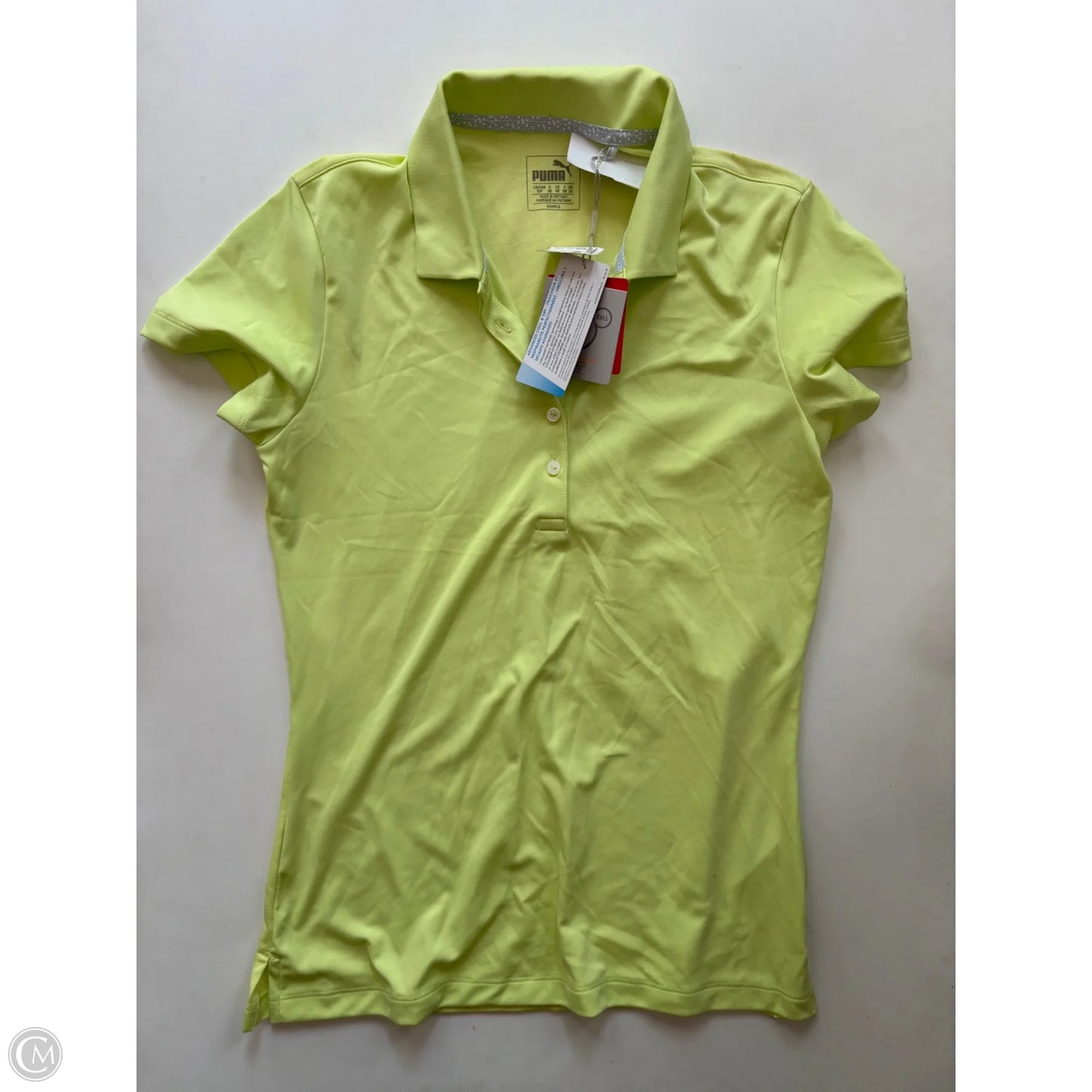 Athletic Top Long Sleeve Collar By Puma In Yellow, Size: S