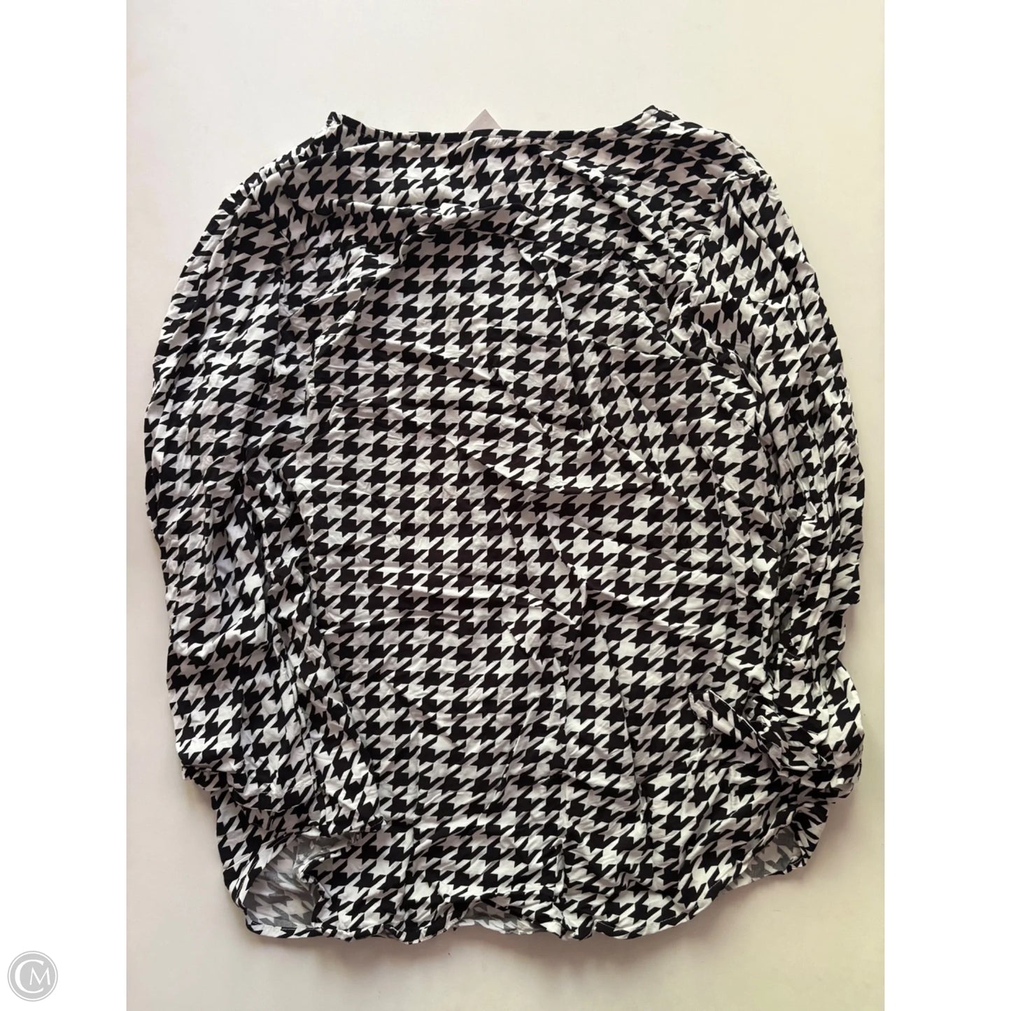 Top Long Sleeve By Kim Rogers In Black & White, Size: M