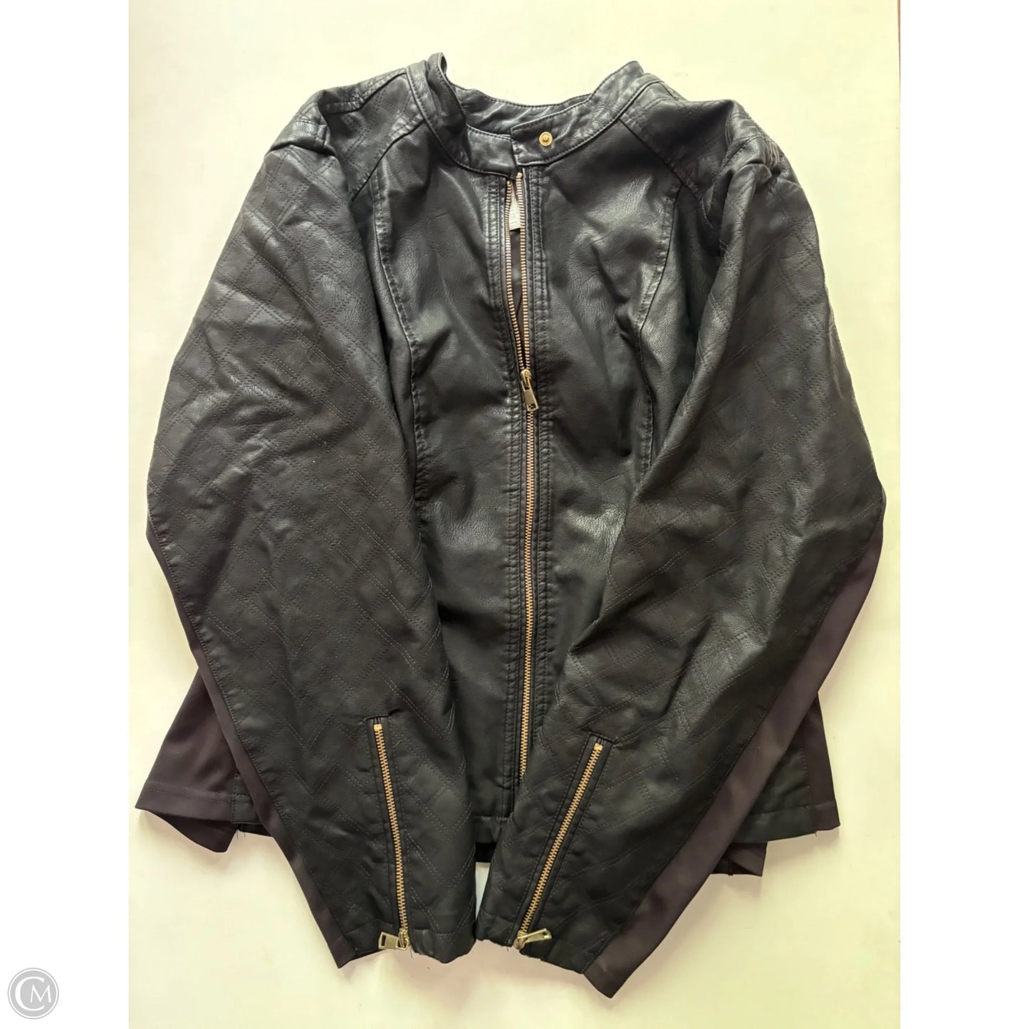 Jacket Moto By Baccini In Black, Size: 2x