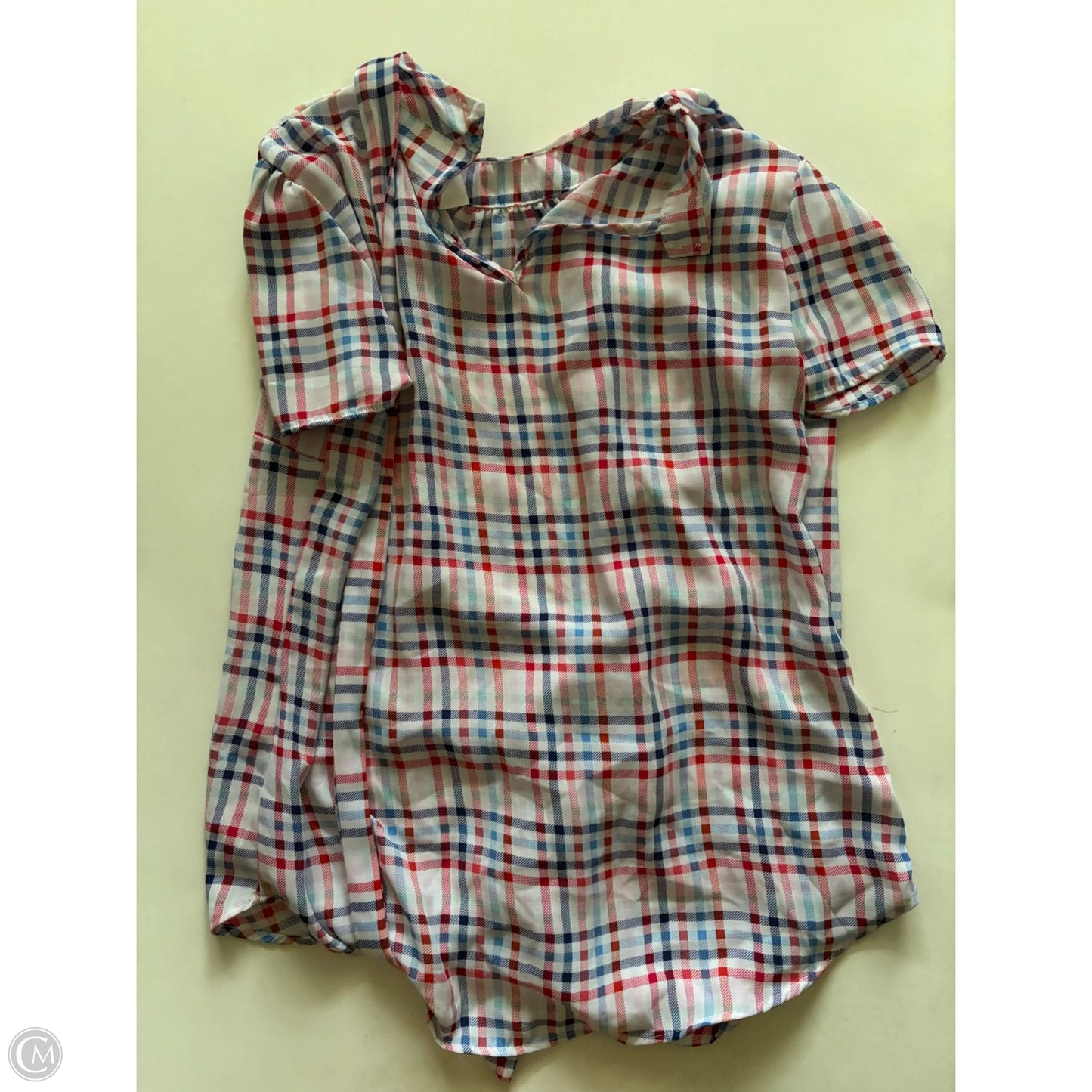 Blouse Long Sleeve By New York And Co In Plaid Pattern, Size: M