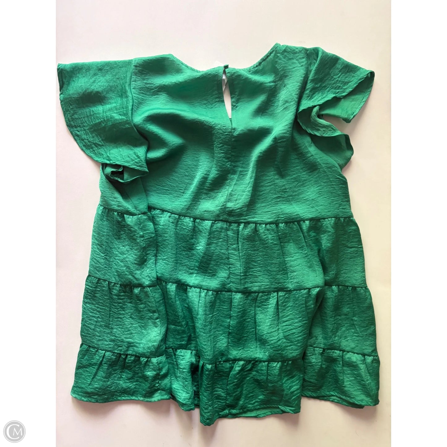 Blouse Short Sleeve By Glam In Green, Size: L