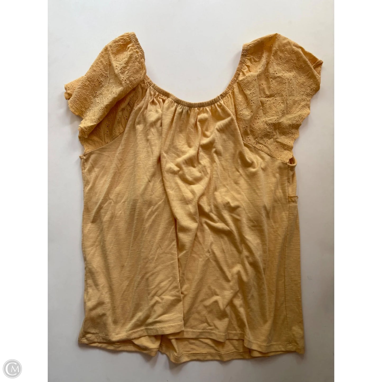 Top Short Sleeve By True Craft In Yellow, Size: 1x