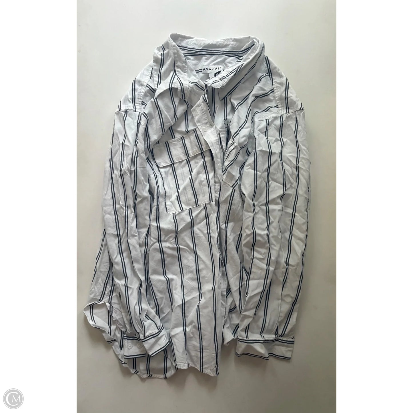 Top Long Sleeve By Ava & Viv In Striped Pattern, Size: 2x