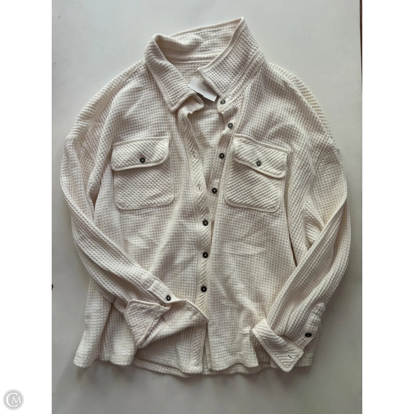 Top Long Sleeve By Full Tilt In Cream, Size: M
