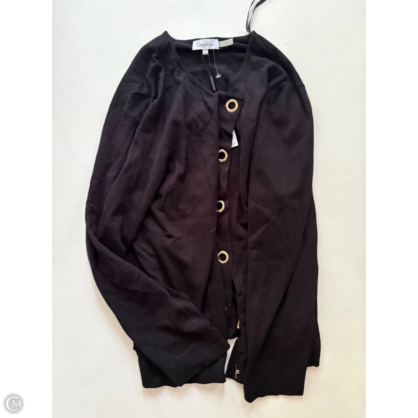 Sweater Cardigan By Calvin Klein In Black, Size: Xl