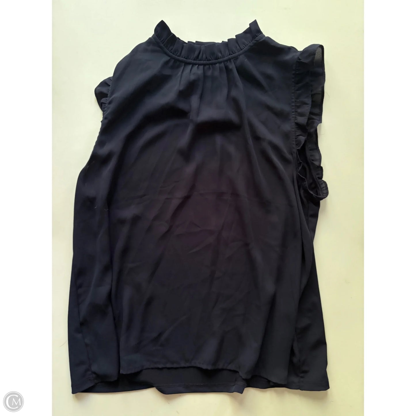 Blouse Short Sleeve By Ann Taylor In Navy, Size: L