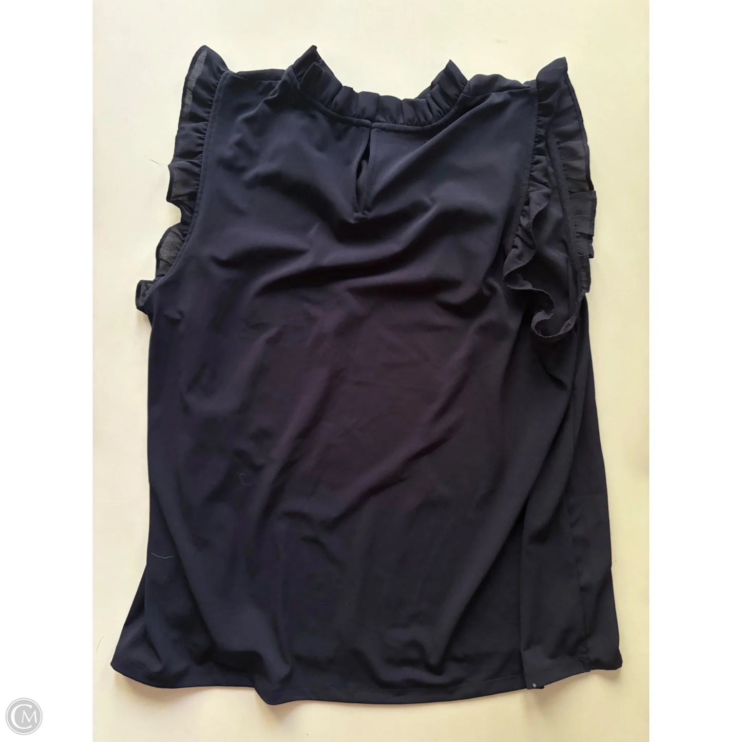 Blouse Short Sleeve By Ann Taylor In Navy, Size: L