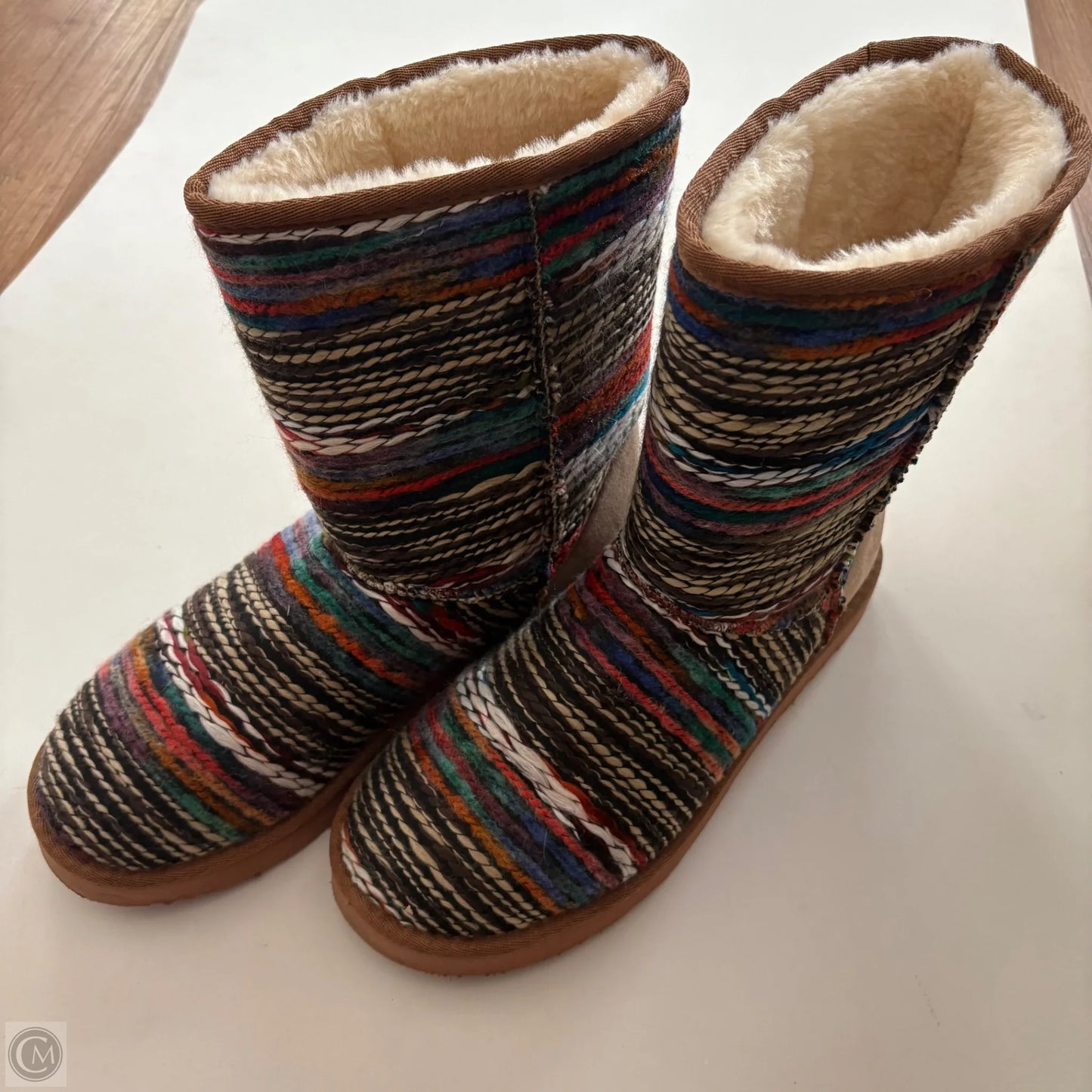 Boots Ankle Flats By Lamo In Striped Pattern, Size: 11