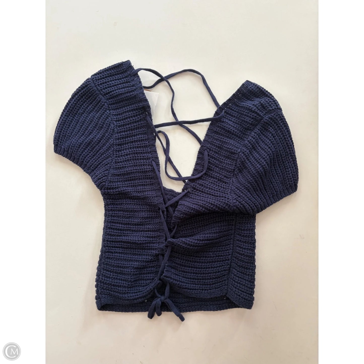 Sweater Short Sleeve By Double Zero In Navy, Size: L