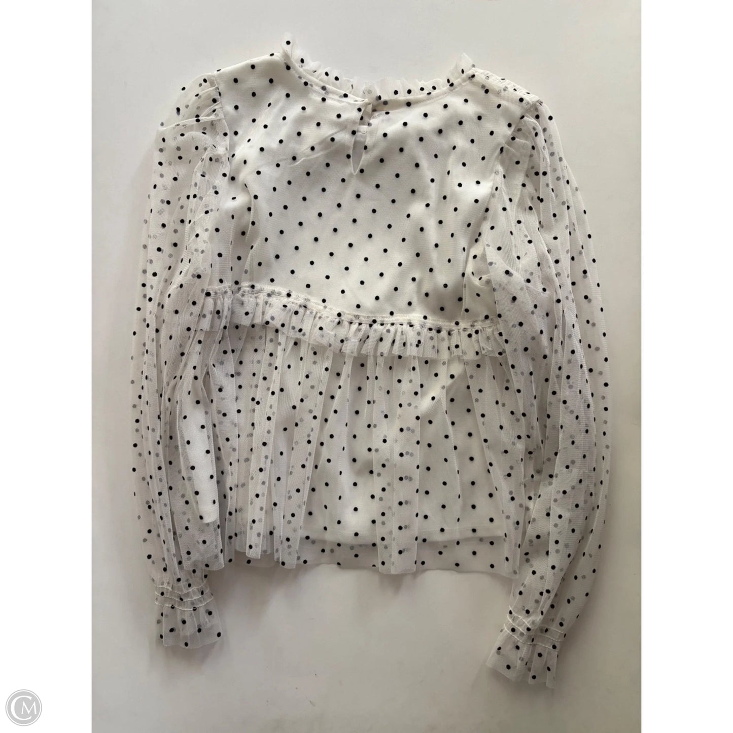 Blouse Long Sleeve By Belle Du Jour In Polkadot Pattern, Size: Xl