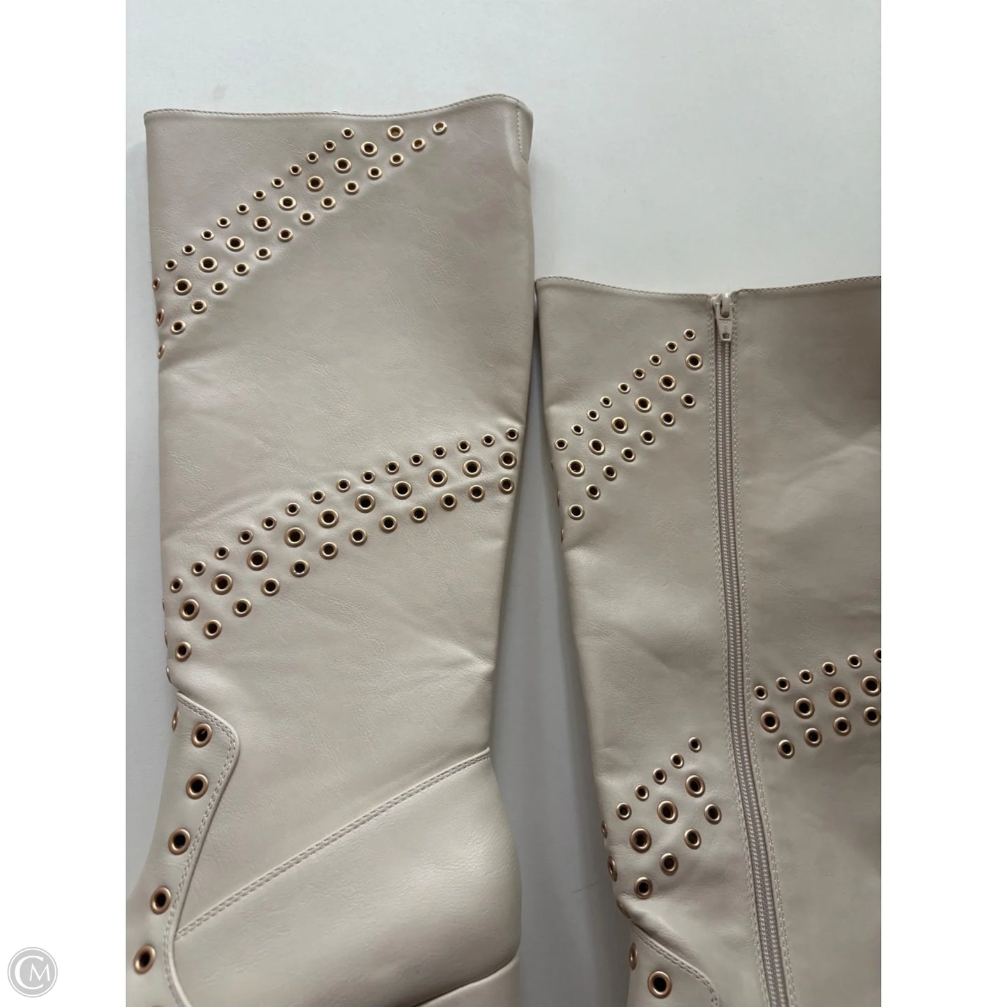 Boots Knee Heels By Cato In Cream, Size: 8