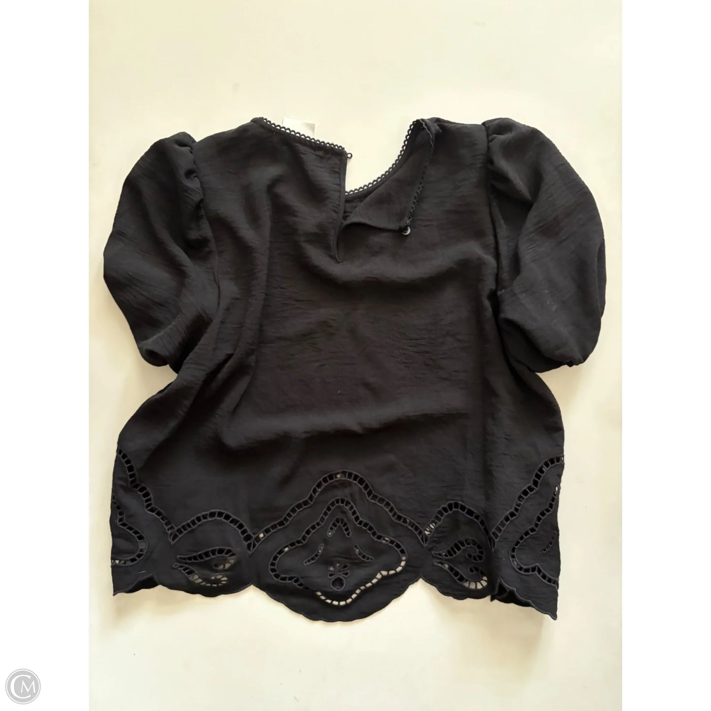 Blouse Short Sleeve By Adrianna Papell In Black, Size: S