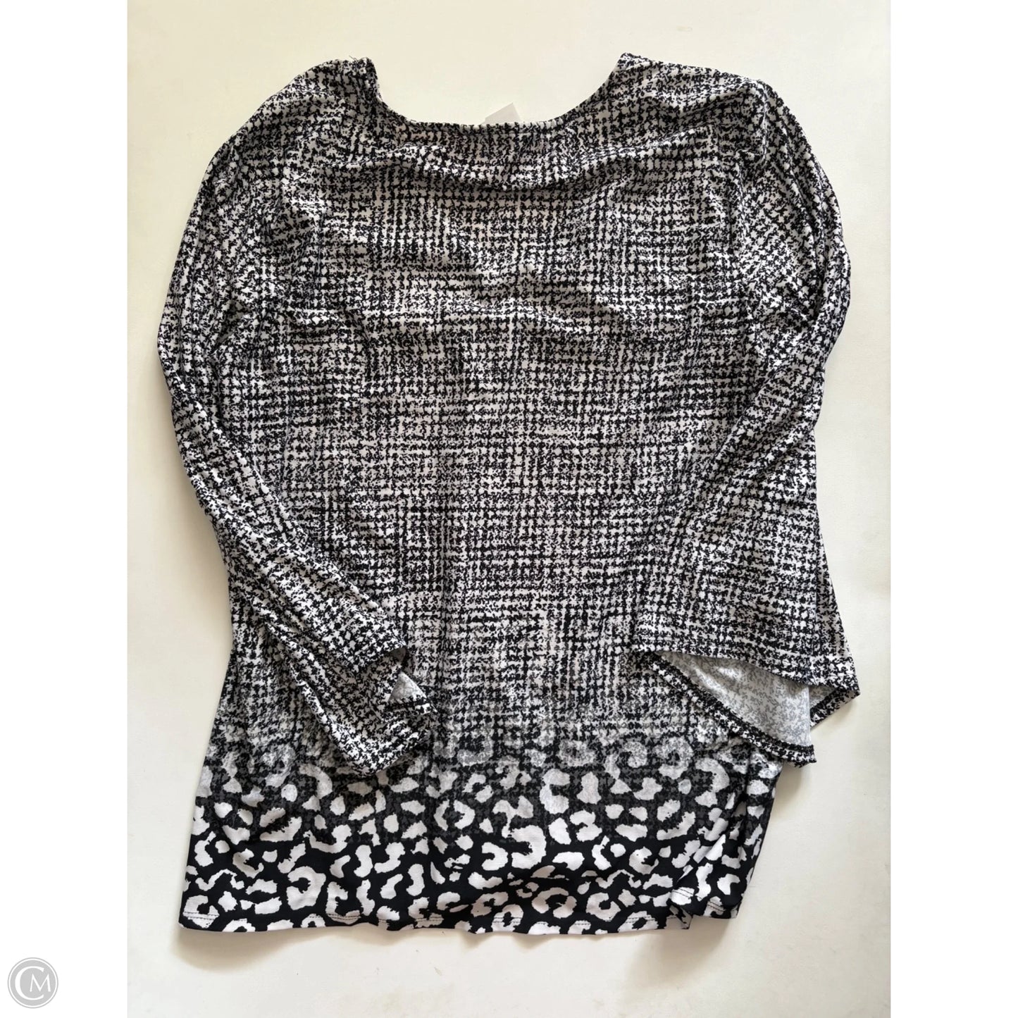 Top Long Sleeve By Zac And Rachel In Black & White, Size: L