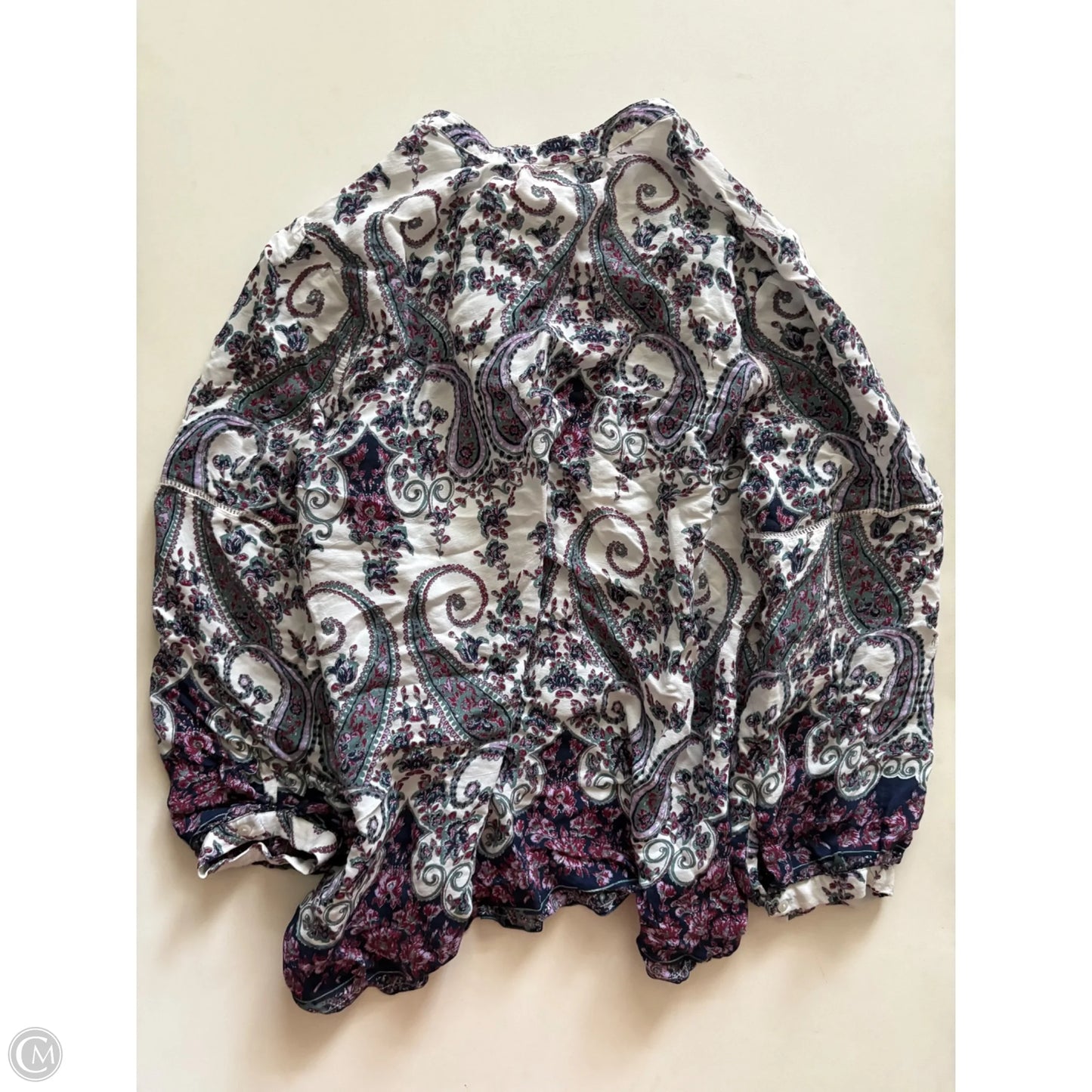 Blouse Long Sleeve By Lucky Brand In Paisley Print, Size: L