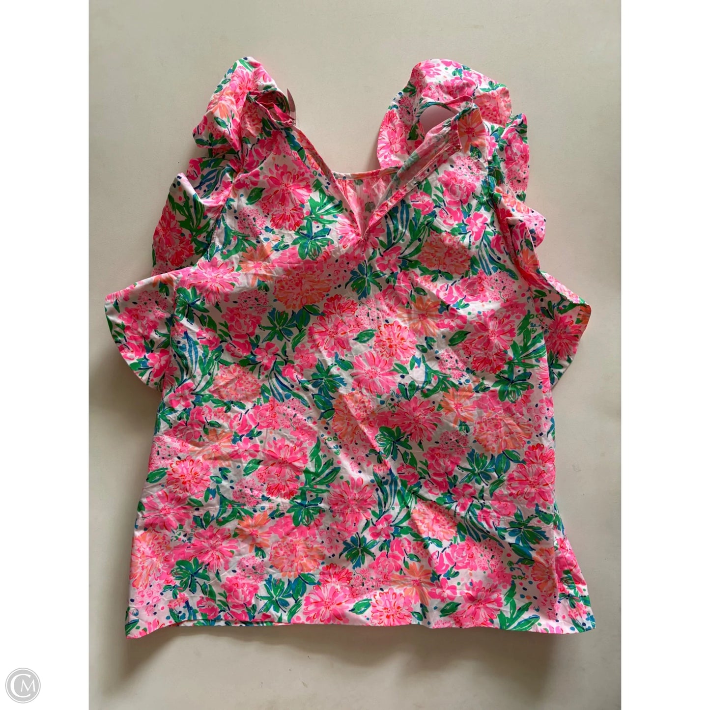 Top Short Sleeve Designer By Lilly Pulitzer In Floral Print, Size: Xs