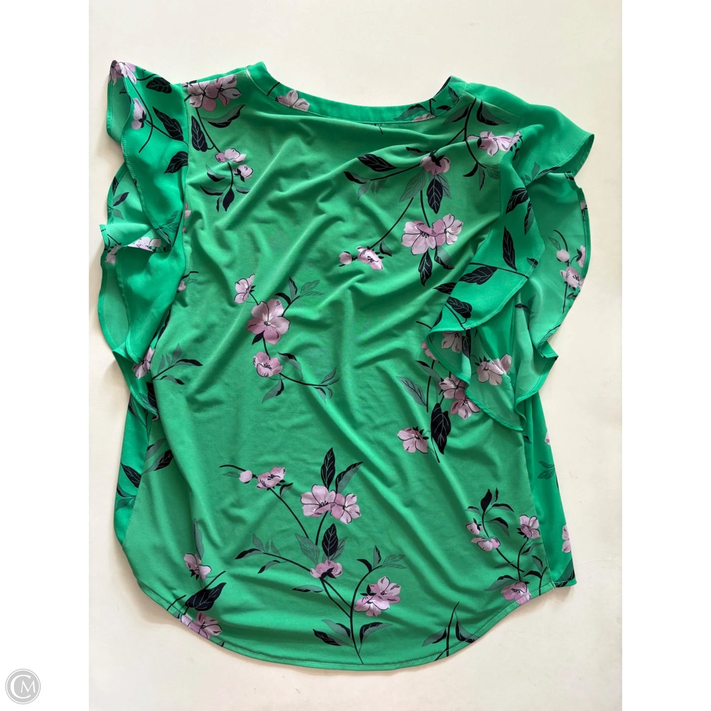 Blouse Short Sleeve By Ann Taylor In Green, Size: S