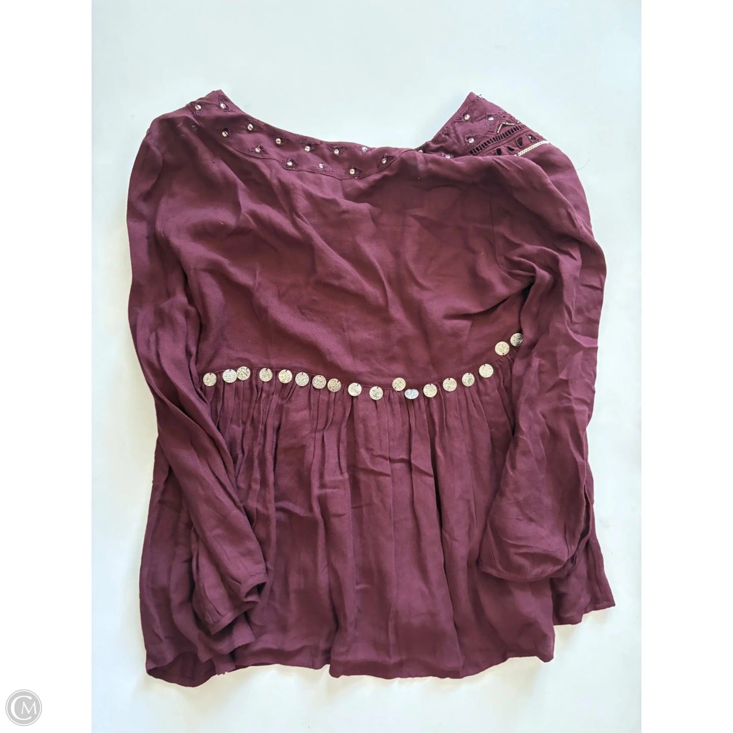 Top Long Sleeve By Abercrombie And Fitch In Maroon, Size: M
