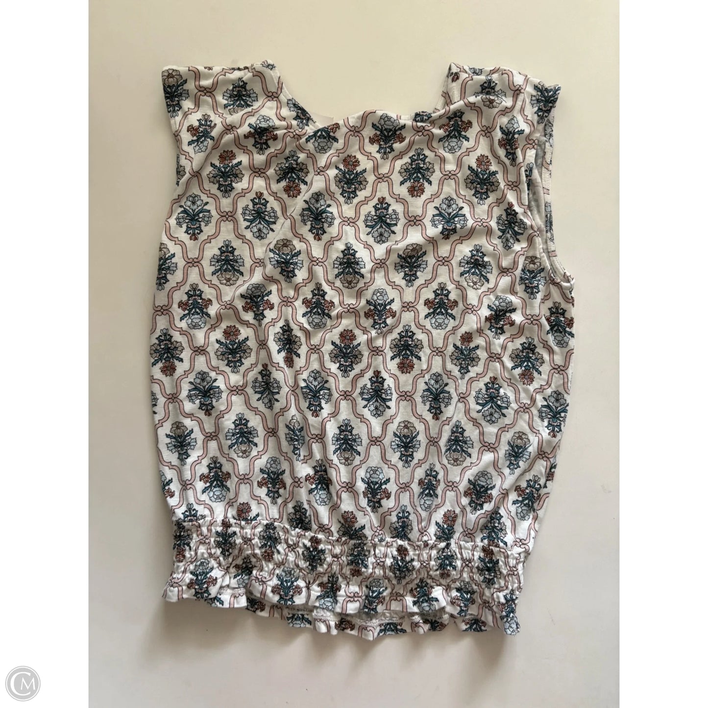 Top Sleeveless By Loft In Blue & Cream, Size: M