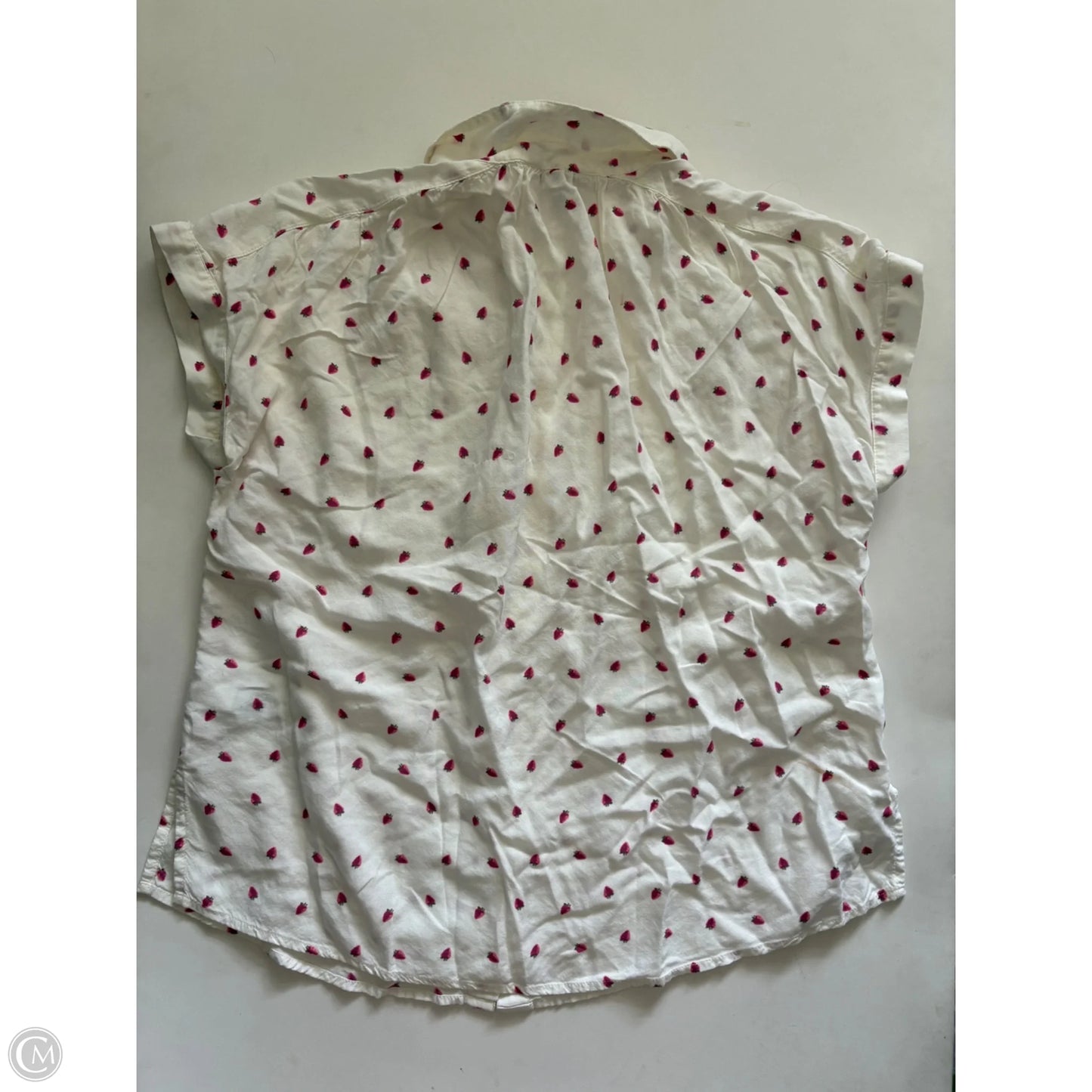 Top Short Sleeve By Lucky Brand In Cream & Pink, Size: M