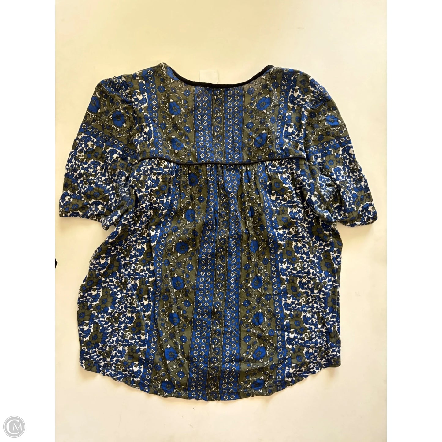 Top Short Sleeve By Lucky Brand In Blue & Grey, Size: L