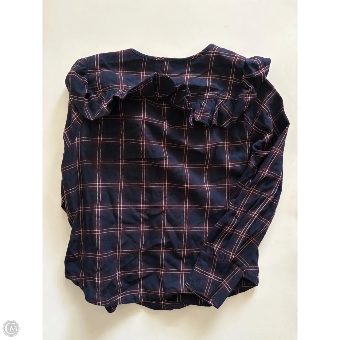 Top Long Sleeve By Madewell In Plaid Pattern, Size: L