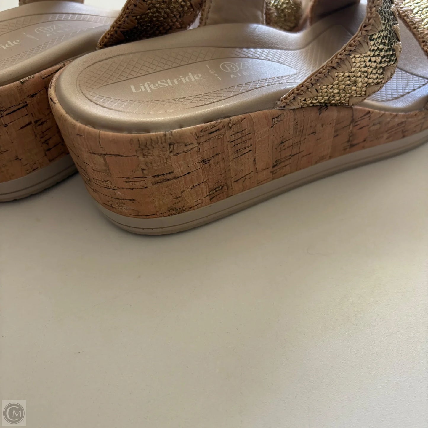 Sandals Heels Wedge By Life Stride In Gold, Size: 10