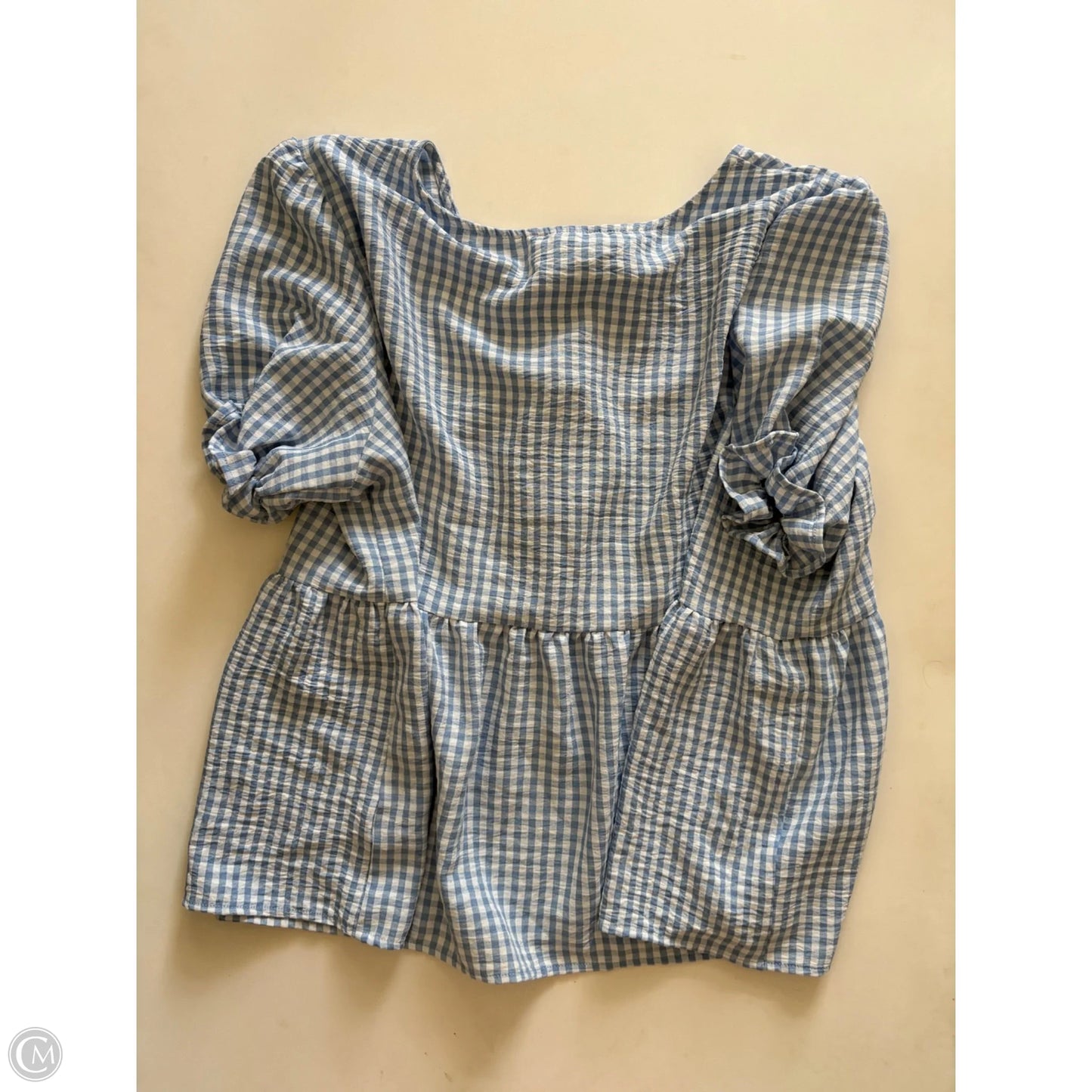 Top Short Sleeve By Tamara H In Checkered Pattern, Size: Xl