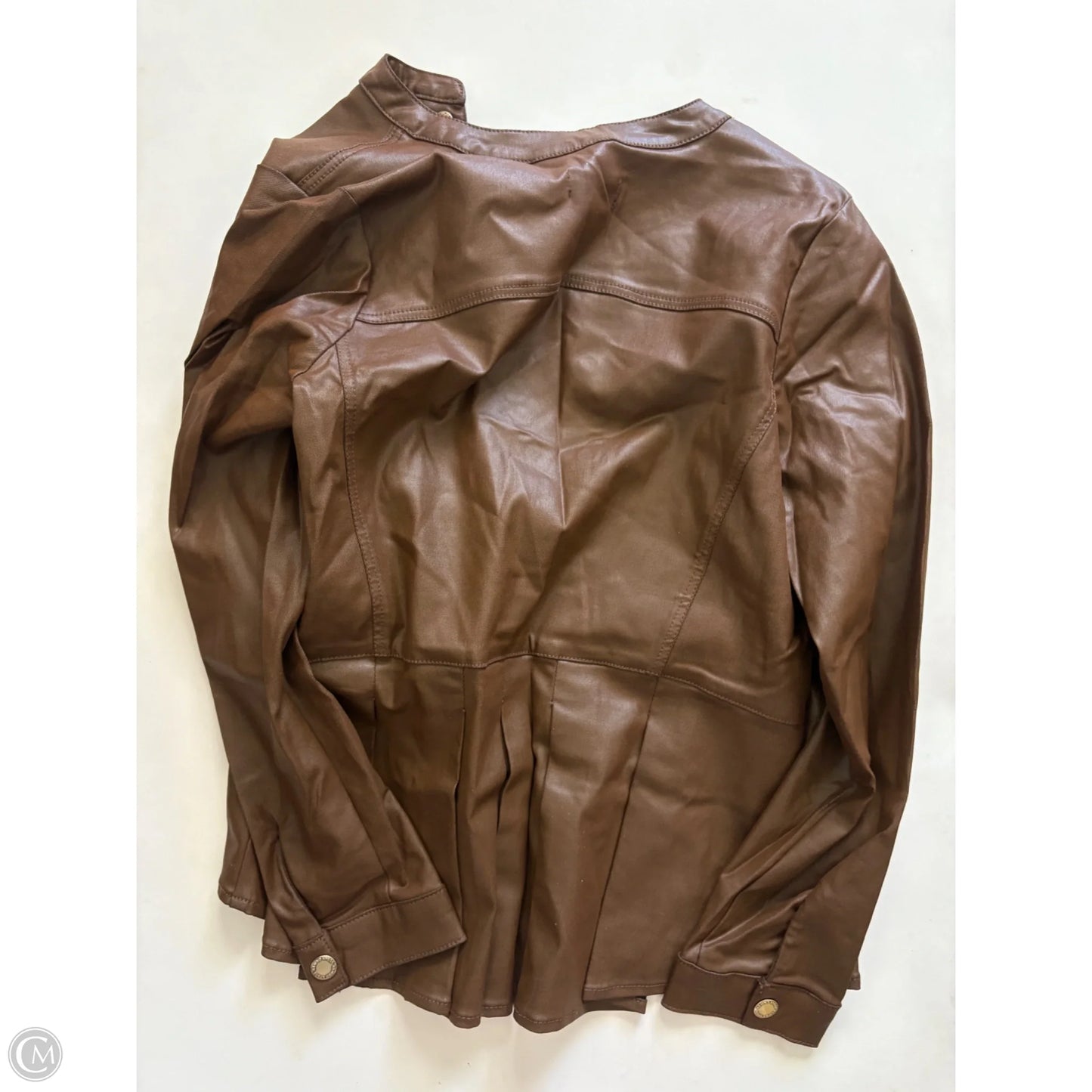 Jacket Moto By Susan Graver In Brown, Size: L