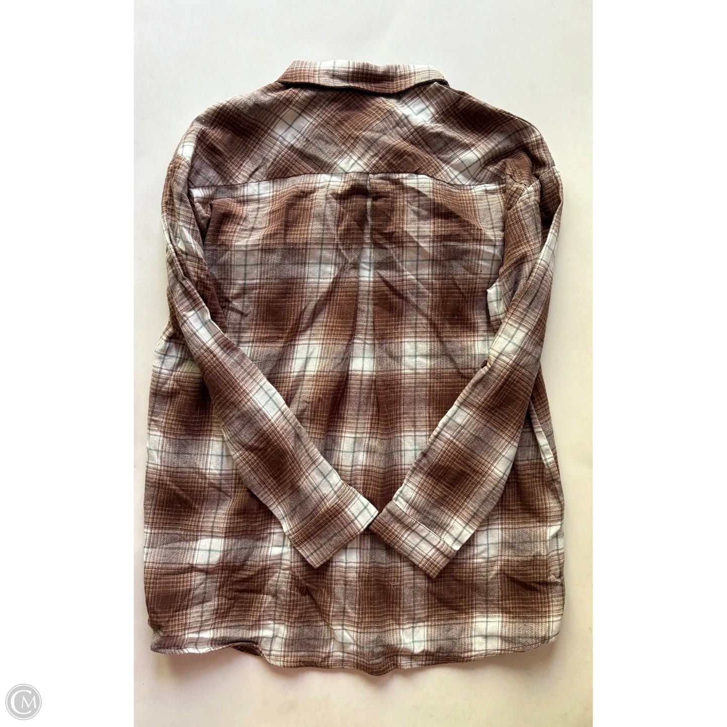 Blouse Long Sleeve By vine and love In Plaid Pattern, Size: L