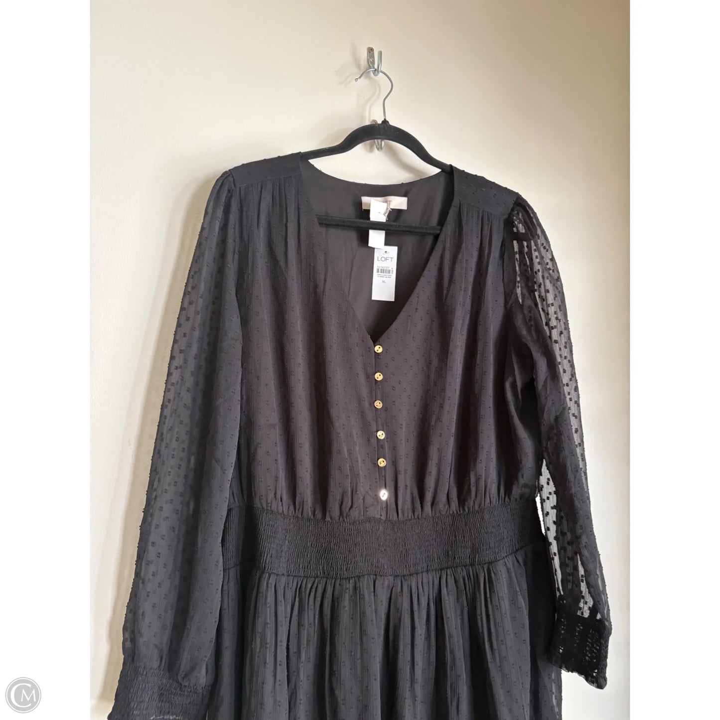 Dress Casual Midi By Loft In Black, Size: Xl
