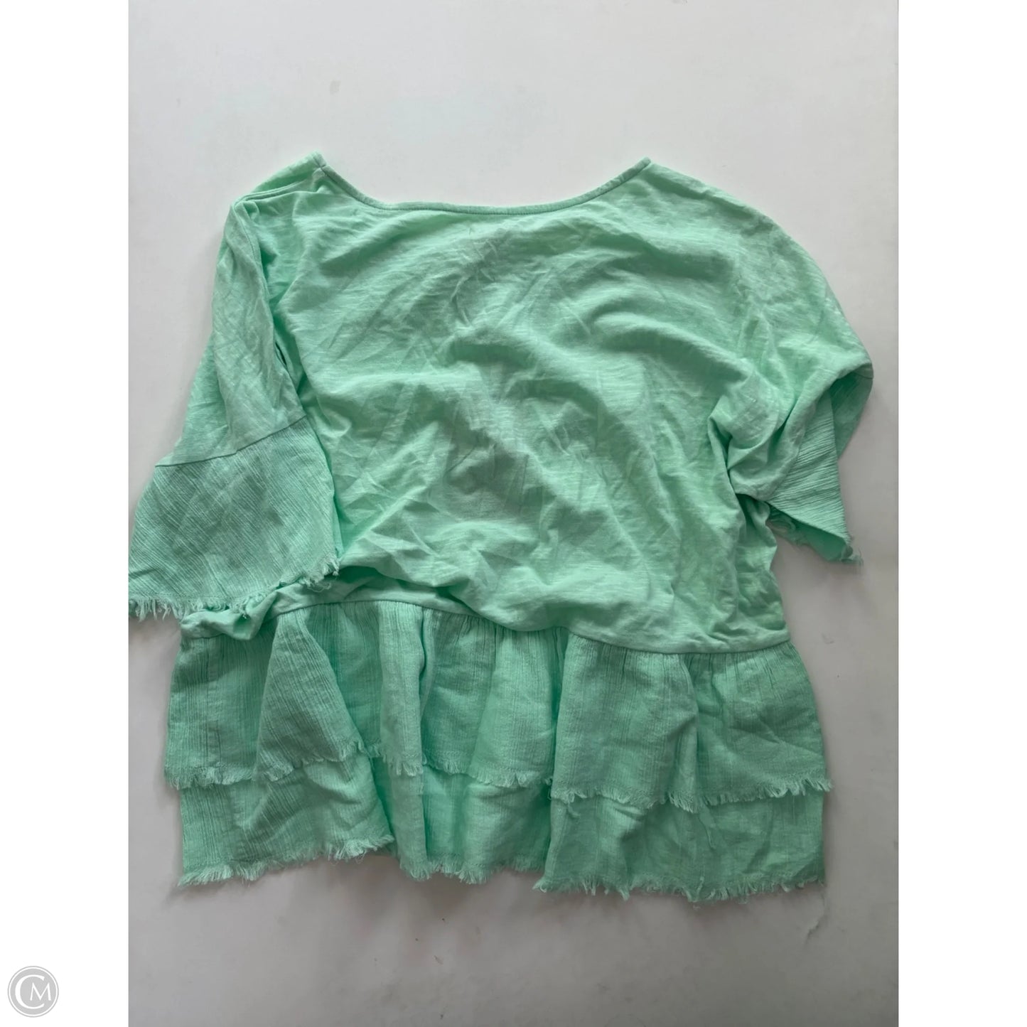 Blouse Short Sleeve By True Craft In Green, Size: L