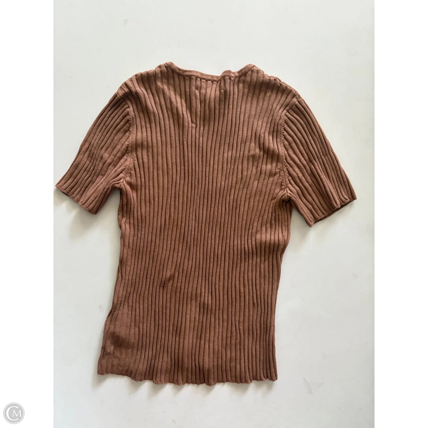Top Short Sleeve By Kasper In Brown, Size: L