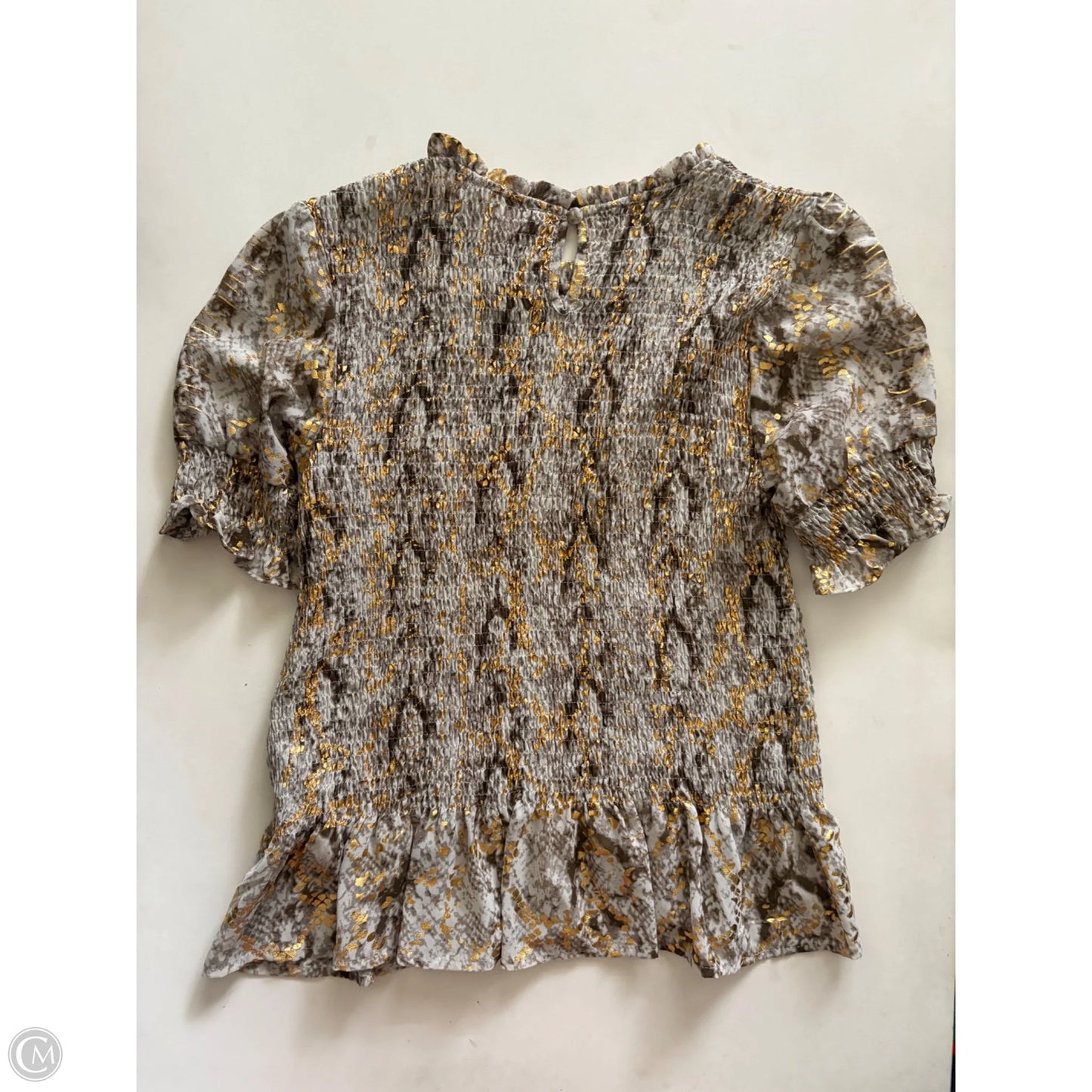 Top Short Sleeve By Thml In Brown & Gold, Size: S