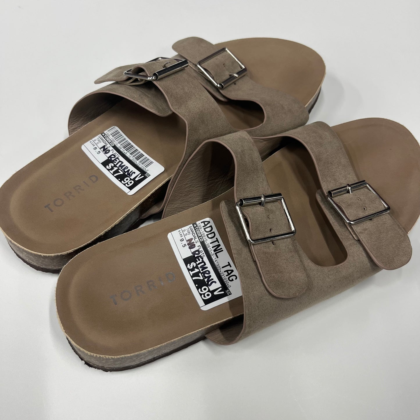 Torrid Flat Slide On Double Strap Sandals Tan Size 9.5