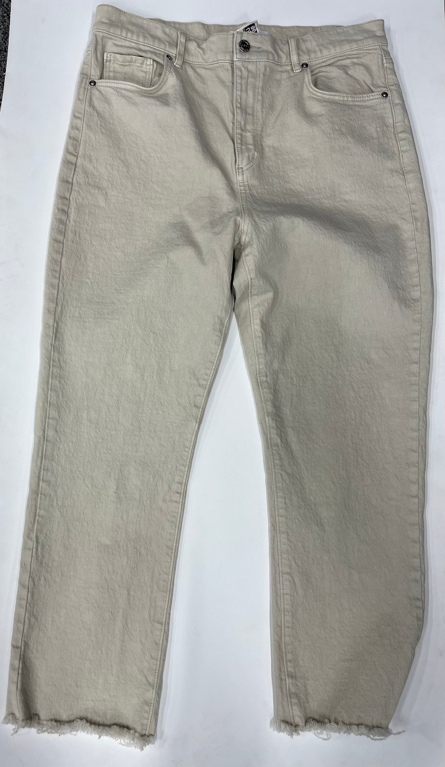 Loft High Waist Straight Crop Denim Jeans Beige Size 30 / 10