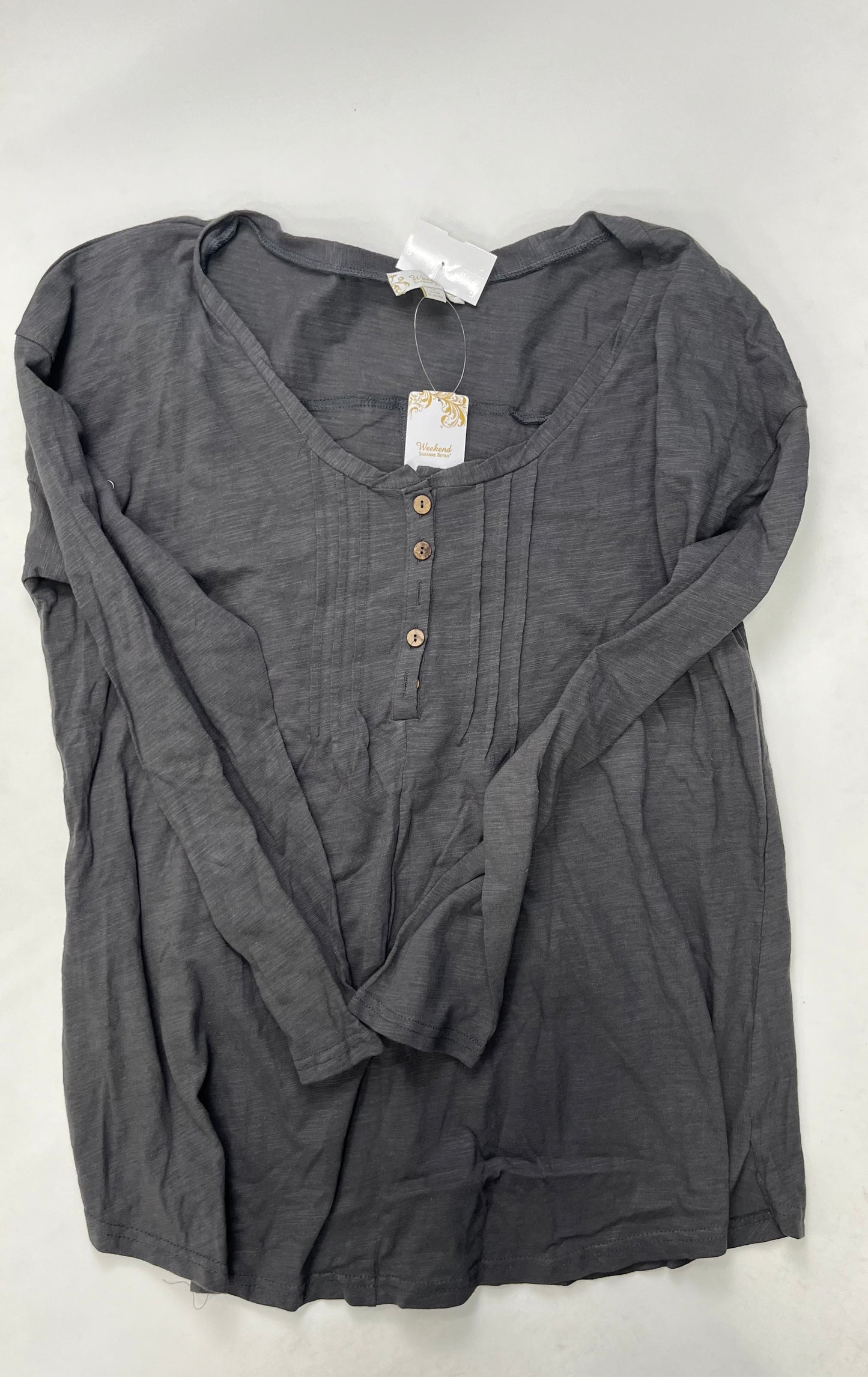 Grey Top Long Sleeve Suzanne Betro, Size 1x