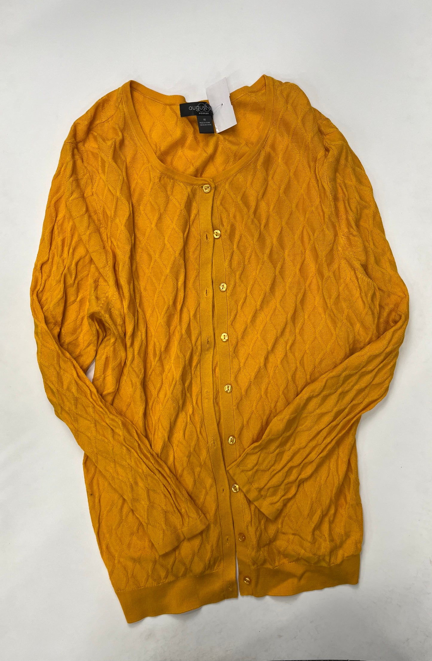 Mustard Cardigan August Silk, Size 1x