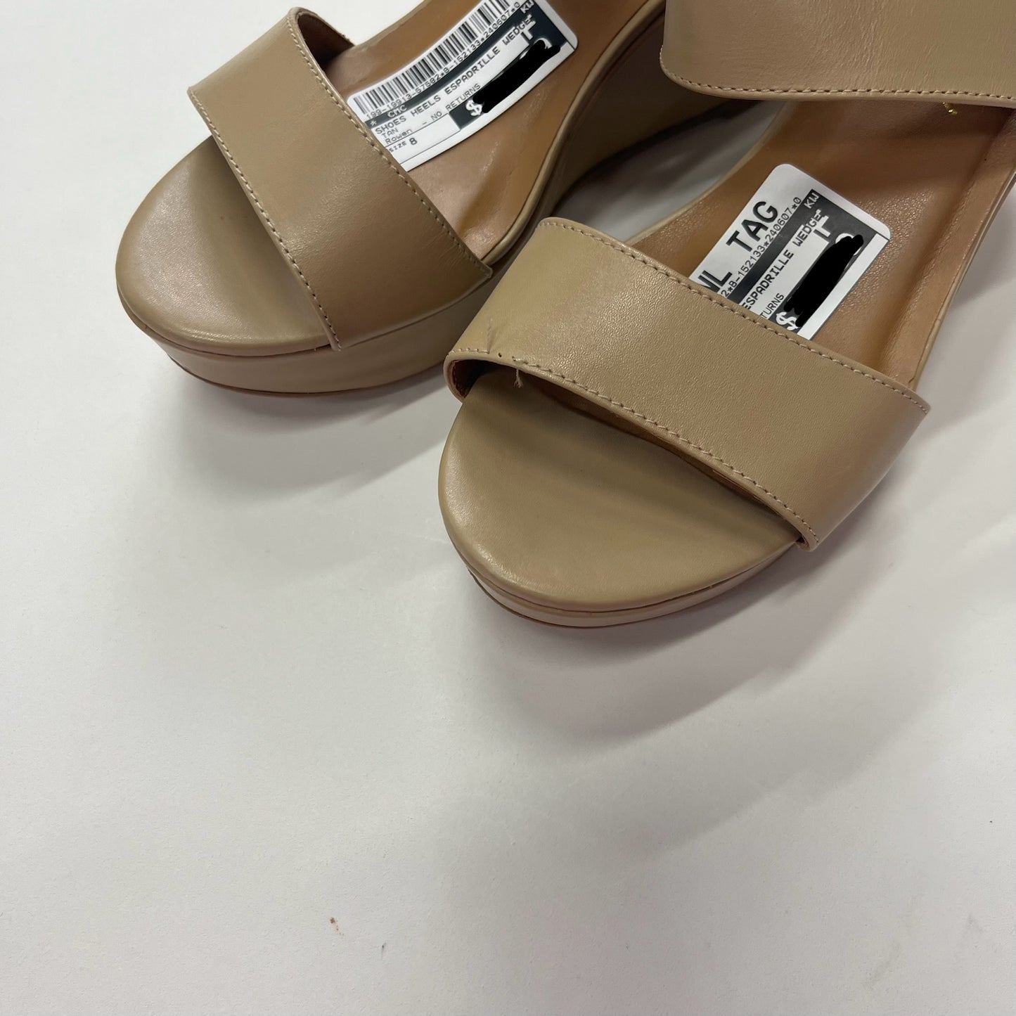 Tan Shoes Heels Espadrille Wedge Rowen, Size 8