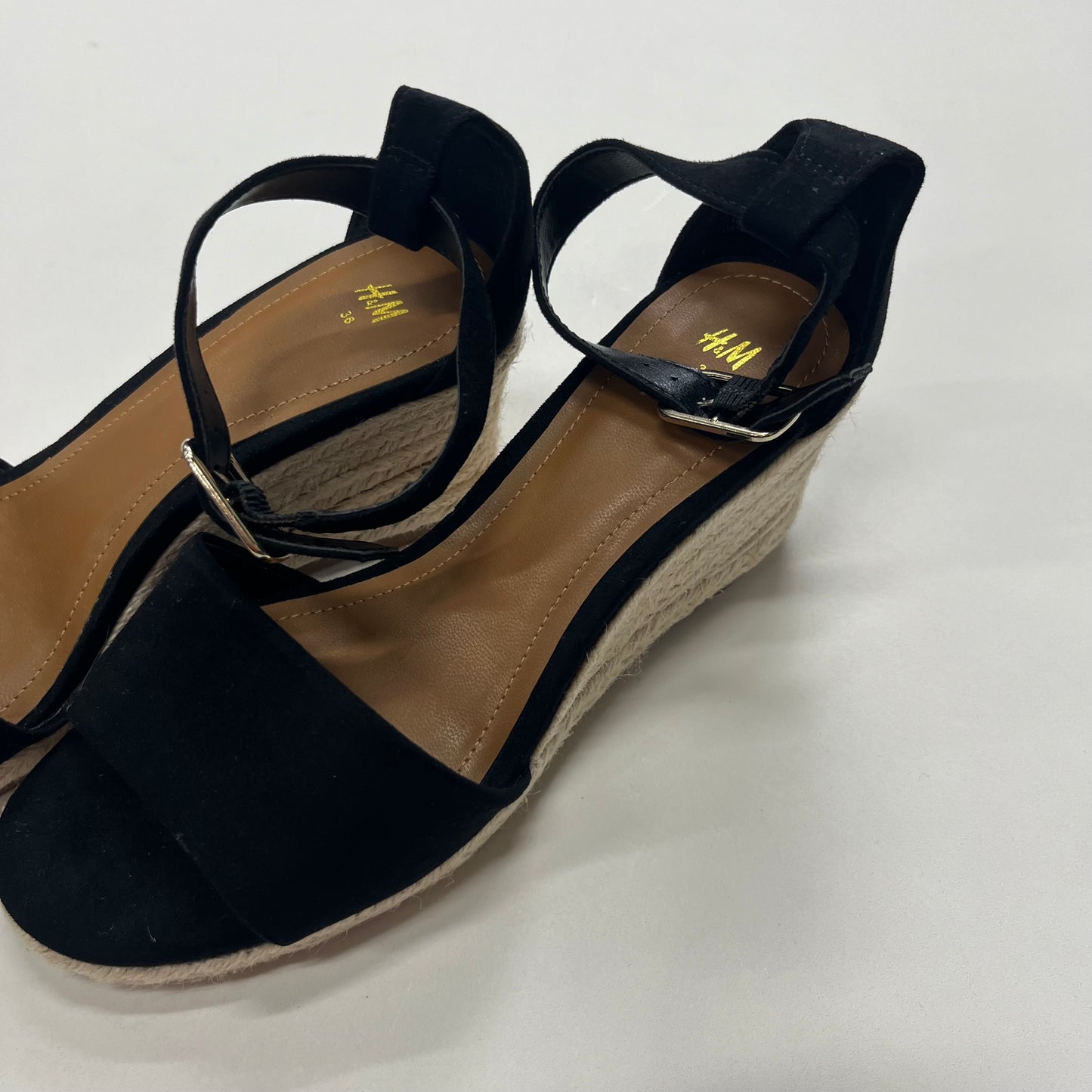 Black Shoes Heels Espadrille Block H&m, Size 5.5