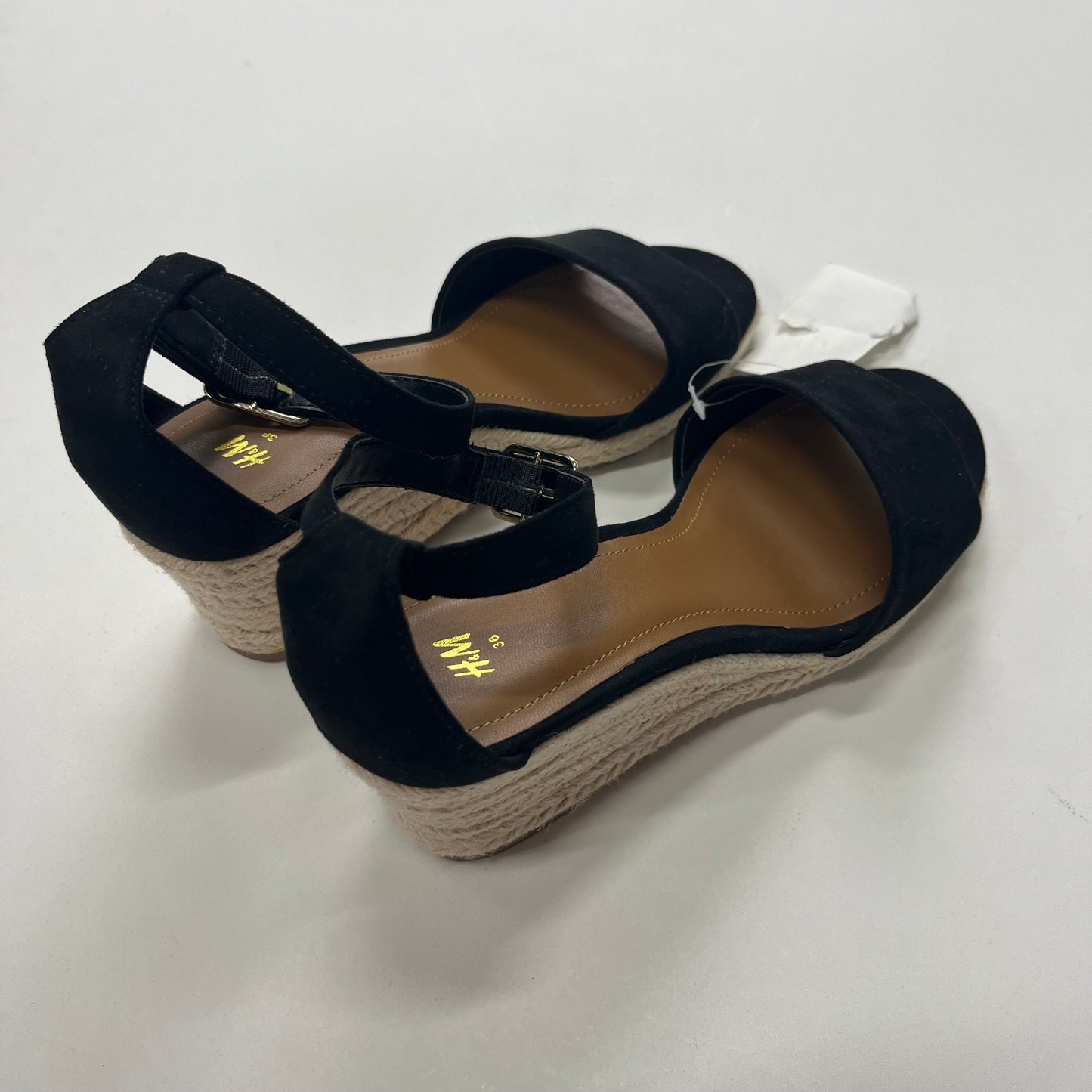 Black Shoes Heels Espadrille Block H&m, Size 5.5