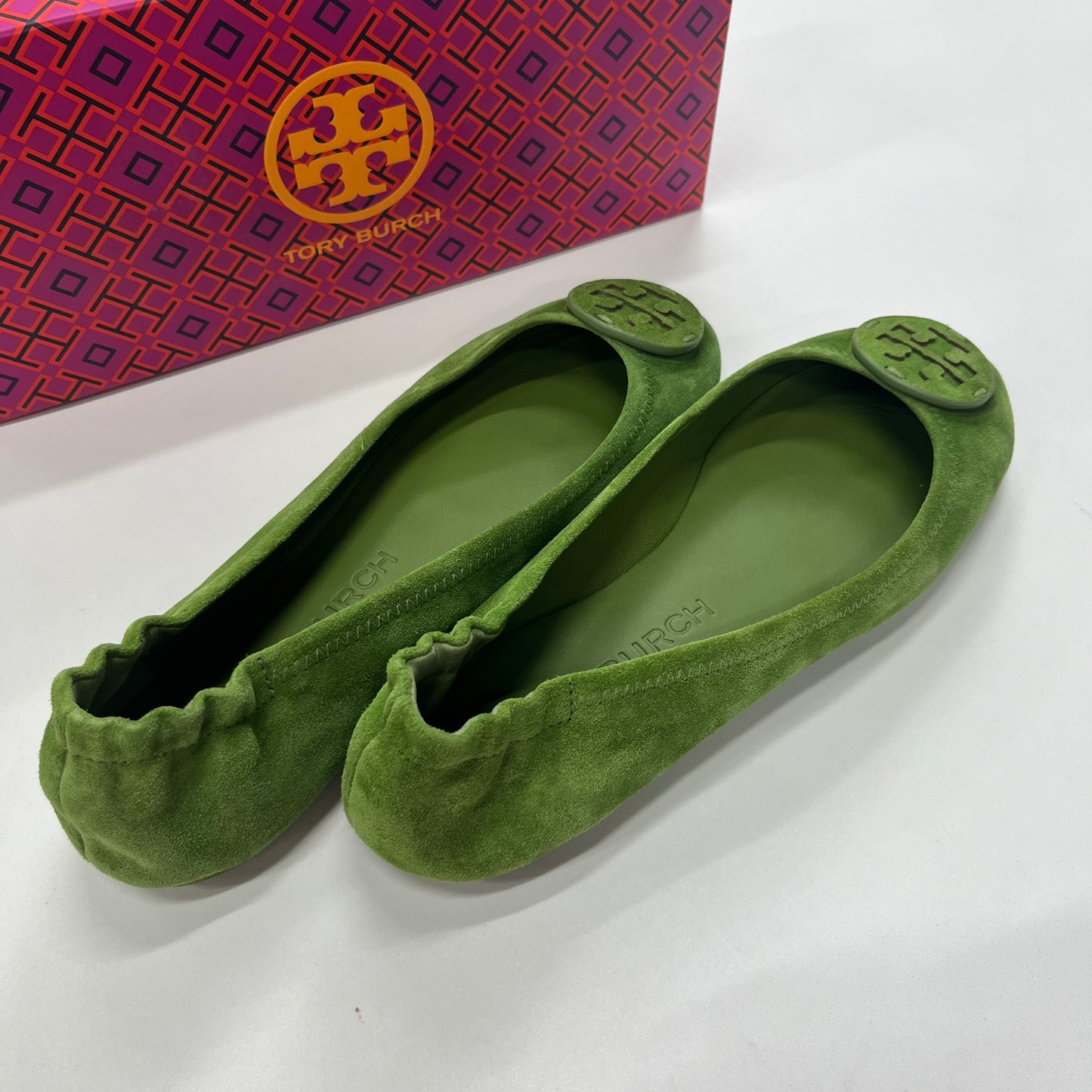 Green Shoes Flats Ballet Tory Burch, Size 9