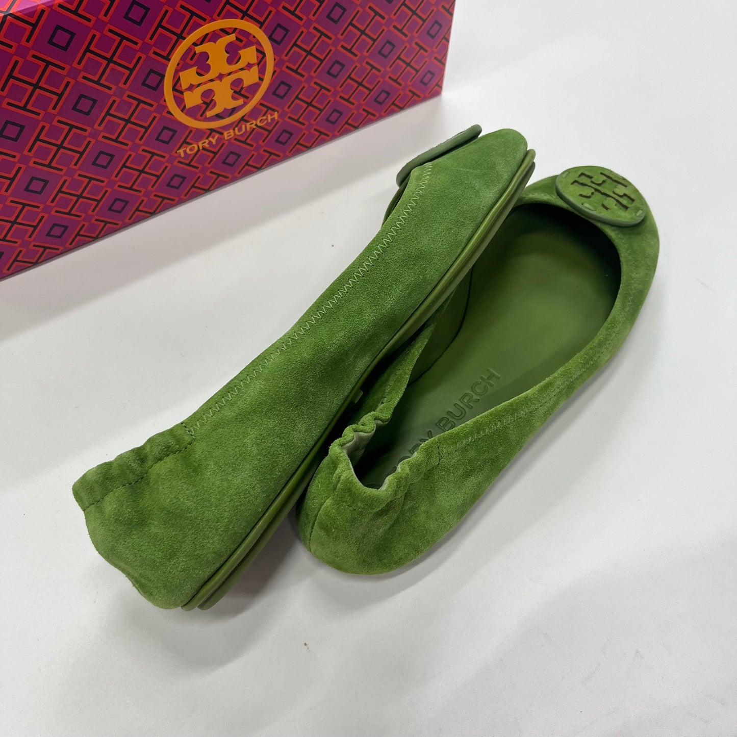 Green Shoes Flats Ballet Tory Burch, Size 9