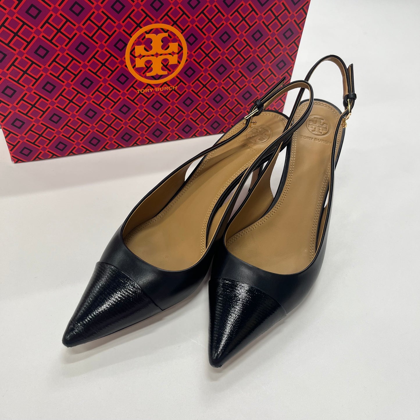 Black Shoes Heels D Orsay Tory Burch, Size 9