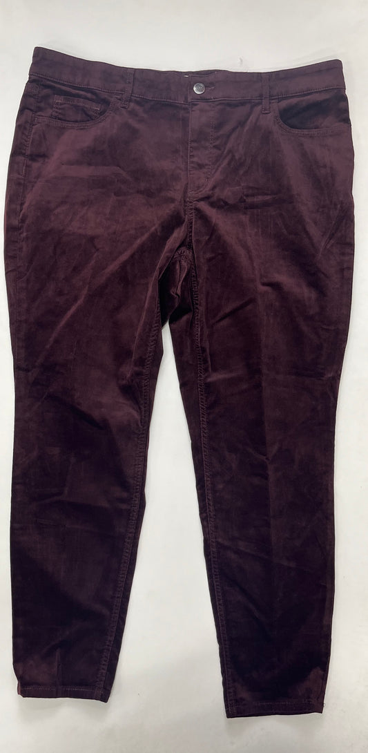 Wine Pants Corduroy Loft, Size 18