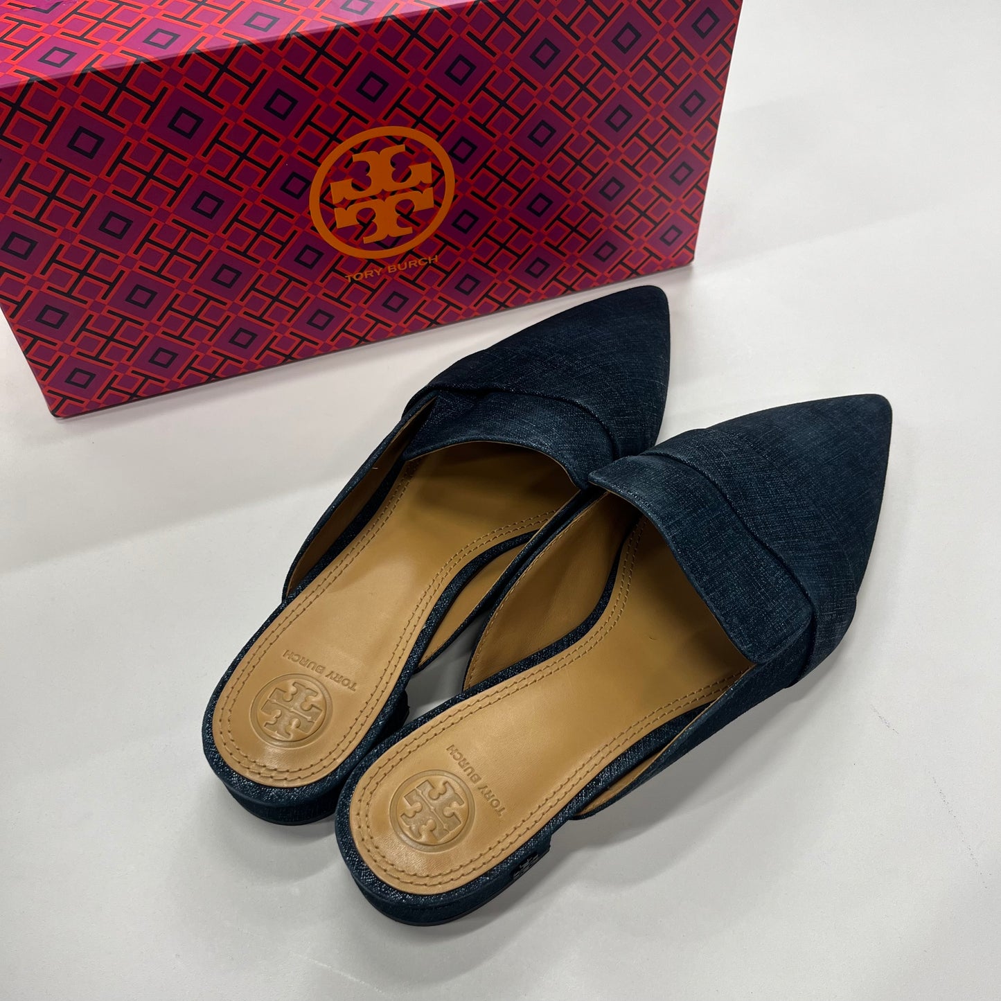 Blue Shoes Flats Ballet Tory Burch, Size 9