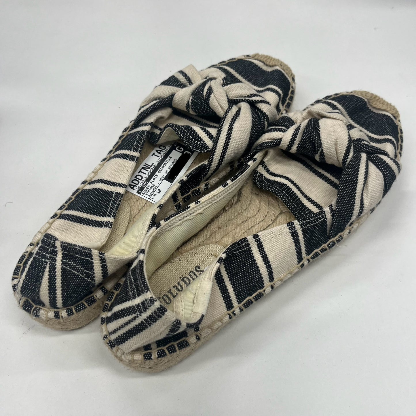 Striped Shoes Flats Espadrille Soludos, Size 10