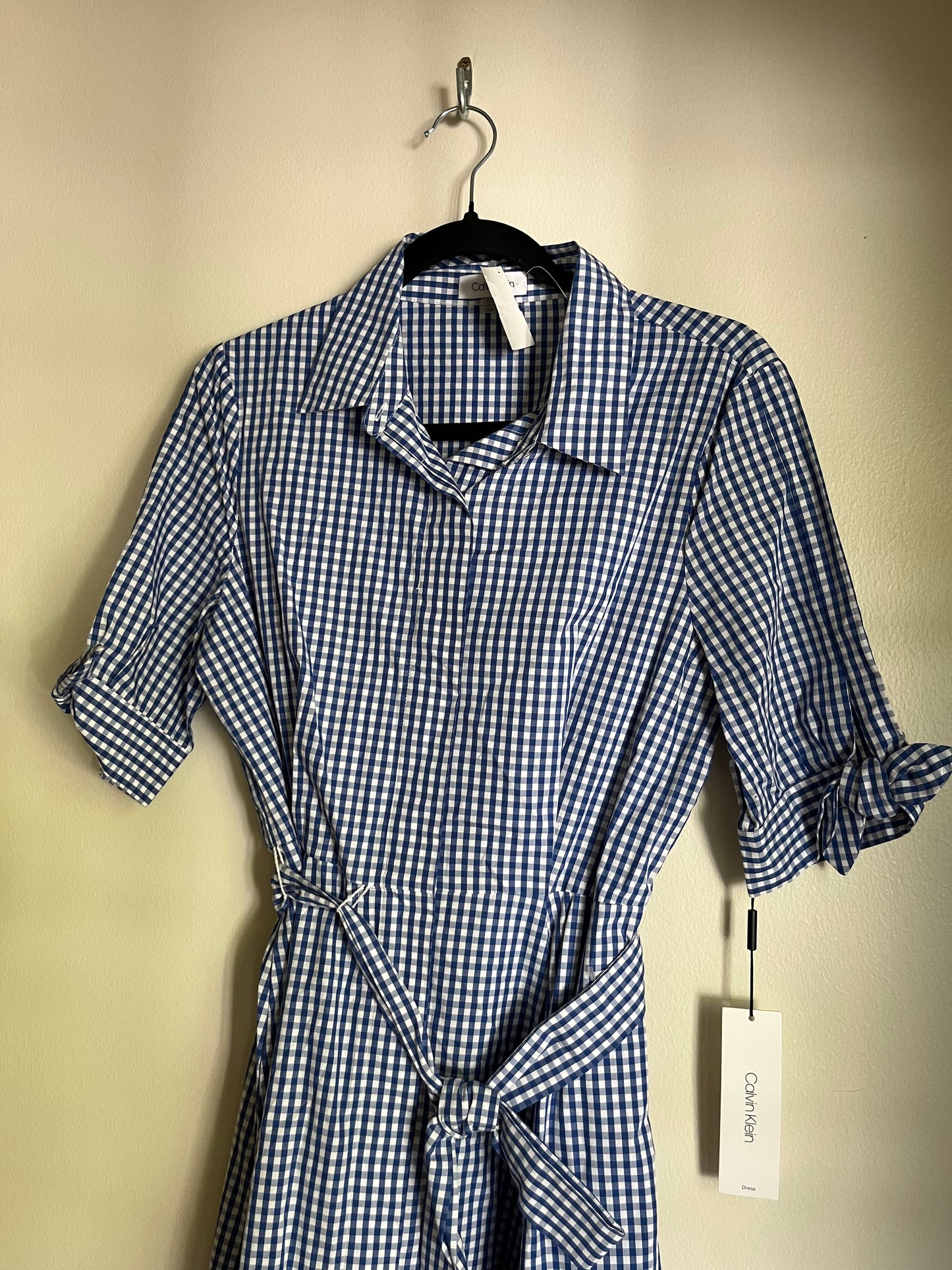 Dress Casual Midi By Calvin Klein In Checked, Size: M